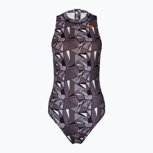 Women's one-piece swimsuit ZONE3 OWS Renew High Neck black/white