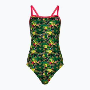 Women's one-piece swimsuit ZONE3 High Jazz 3.0 Strap Back khaki