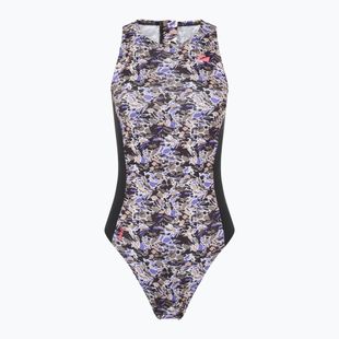 Women's one-piece swimsuit ZONE3 Pacific Koa High Neck black/green