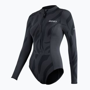 Women's one-piece swimsuit ZONE3 Yulex black/grey