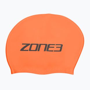 ZONE3 Long Hair hi-vis orange swimming cap