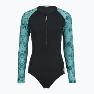 Women's one-piece swimsuit ZONE3 Long Sleeve teal tie dye