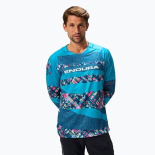 Men's Endura Patchwork Ltd Printed barra blue cycling longsleeve