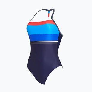 Women's one-piece swimsuit Zoggs Pop Block T Back white / red / blue / navy