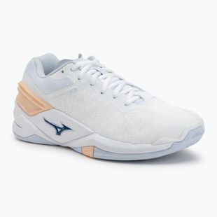 Women's handball shoes Mizuno Wave Stealth Neo white/navy peony/peach parfait