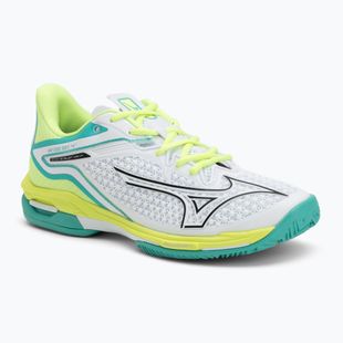 Women's tennis shoes Mizuno Wave Exceed Tour 6 CC W white/black/mizuno neo lime
