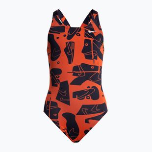 Nike Multiple Print Fastback Children's One-Piece Swimsuit Orange NESSC760-631