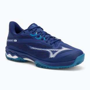 Men's tennis shoes Mizuno Wave Exceed Light 2 CC bellwether blue/ white/ fjord blue