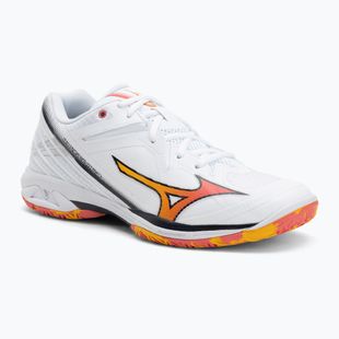 Mizuno Wave Claw 3 badminton shoe white/citrus/calypso coral