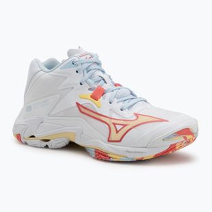 Women's volleyball shoes Mizuno Wave Lightning Z8 Mid white/calypso coral/pale banana