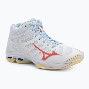 Women's volleyball shoes Mizuno Wave Voltage 2 Mid white/calypso coral/pale banana