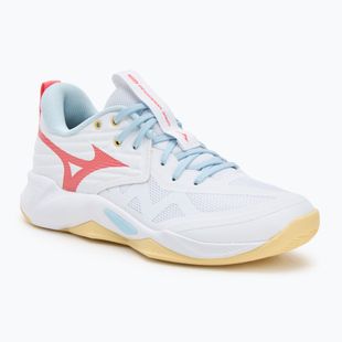 Women's volleyball shoes Mizuno Wave Momentum Pro white/calypso coral/pale banana
