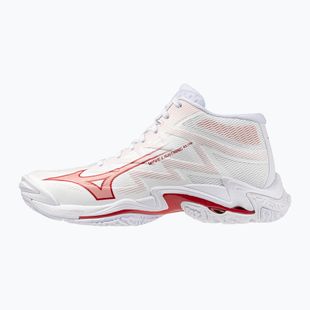 Women's volleyball shoes Mizuno Wave Lightning Elite Mid white/rose elegance/lava falls