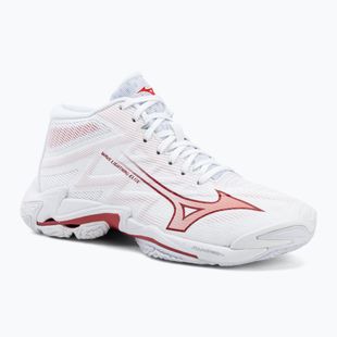 Women's volleyball shoes Mizuno Wave Lightning Elite Mid white/rose elegance/lava falls