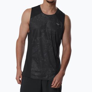 Men's running top Mizuno Active DryAeroFlow Graphic Tank Top black/gray