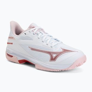 Women's tennis shoes Mizuno Wave Exceed Court CC W white/pinkesque/barbados cherr