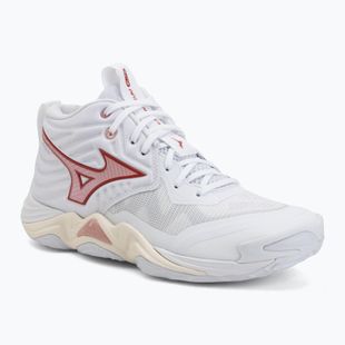Women's volleyball shoes Mizuno Wave Momentum Elite Mid white/rose elegance/lava falls
