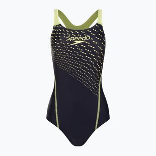 Speedo Medley Logo Medalist women's one-piece swimsuit navy blue and yellow 8-1347406876