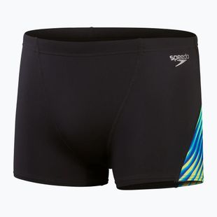 Men's Speedo Allover Digital V-Cut Aquashort swim boxers black/true cobalt