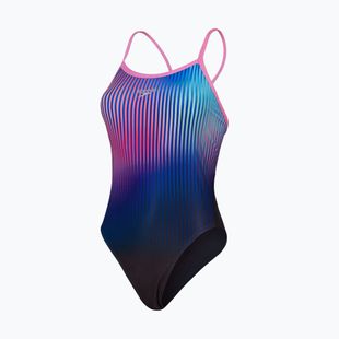 Speedo Placement Digital Turnback one-piece swimsuit black/kiki pink/picton blue