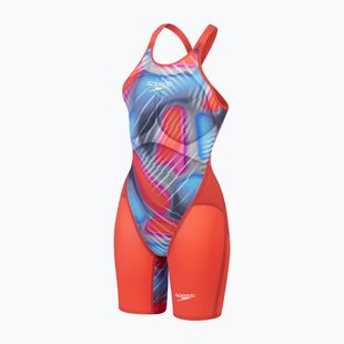 Women's one-piece swimsuit Speedo Fastskin LZR Pure Valor 2.0 Openback Kneeskin flame red/picton blue