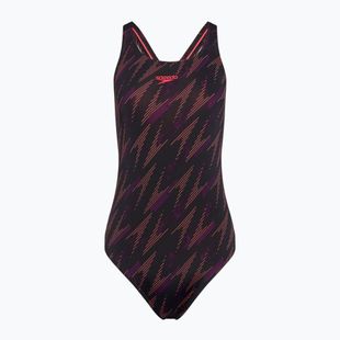 Speedo HyperBoom Allover Medalist black/plum dandy/siren red one-piece swimsuit