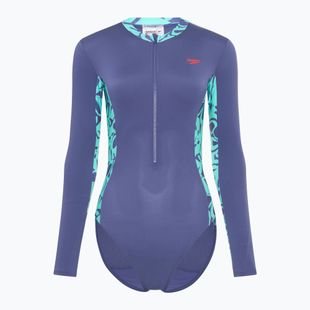 Women's one-piece swimsuit Speedo Long Sleeve Panel hapuna blue