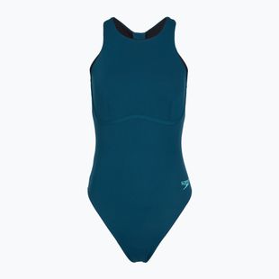Ladies' one-piece swimsuit Speedo Racer Zip with Built in Swim Bra dark teal
