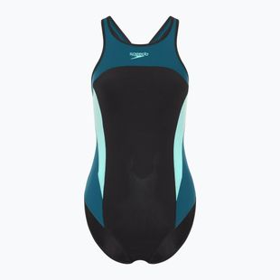 Women's one-piece swimsuit Speedo High Neck Splice Cross Back dark teal