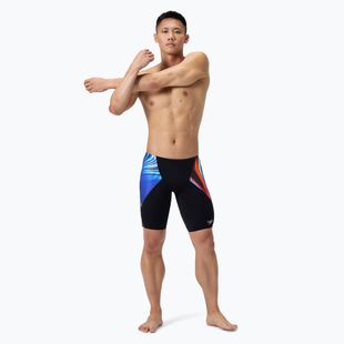 Men's Speedo Placement Digital V-Cut Jammer swim trunks lava blur/speedo black