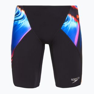 Men's Speedo Placement Digital V-Cut Jammer swim trunks lava blur/speedo black
