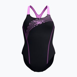Women's one-piece swimsuit Speedo Medley Logo Medalist neon violet
