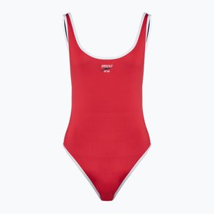 Speedo women's one-piece swimsuit Solid Bound Scoop high risk red
