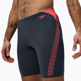 Men's swim jammers Speedo Hyper Boom Splice grey lead/neon coral