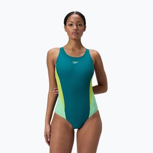 Women's one-piece swimsuit Speedo Colourblock 2.0 deep emerald