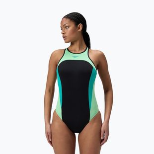 Women's one-piece swimsuit Speedo High Neck Splice Cross Back turquoise gem