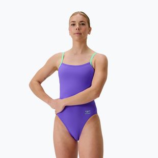 Women's one-piece swimsuit Speedo FL Solid Flyback 2.0 indigo glow/alfalfa green