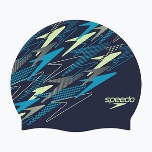 Swim cap Speedo Printed Silicone peacoat/pale clover/mayan blue