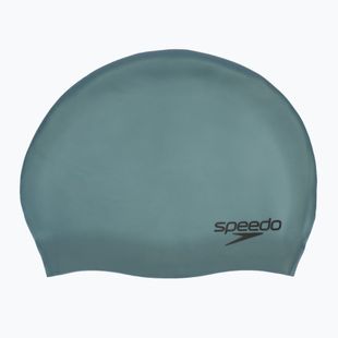 Swim cap Speedo Plain Moulded Silicone iridescent storm green