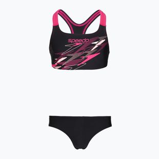Children's two-piece swimsuit Speedo Medley Logo Racerback 2pc anthracite/pink