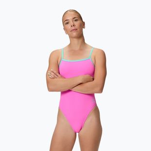 Women's one-piece swimsuit Speedo FL Solid V-Back 2.0 neon flamingo