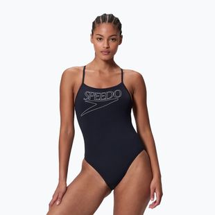 Women's one-piece swimsuit Speedo Endurance+ Logo Thin Strap anthracite