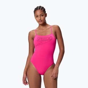 Women's one-piece swimsuit Speedo Endurance+ Logo Thin Strap margarita pink