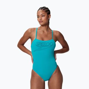 Women's one-piece swimsuit Speedo Endurance+ Logo Thin Strap mayan blue