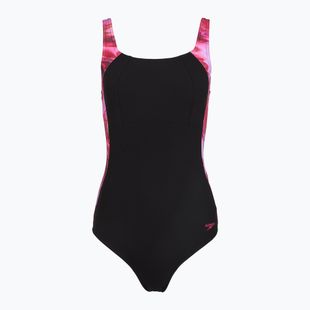 Ladies' one-piece swimsuit Speedo Shaping LunaLustre Printed anthracite/ruby