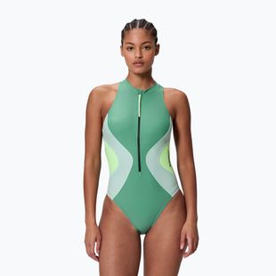 Women's one-piece swimsuit Speedo Ocean Flex Zip fortune green/pale clover