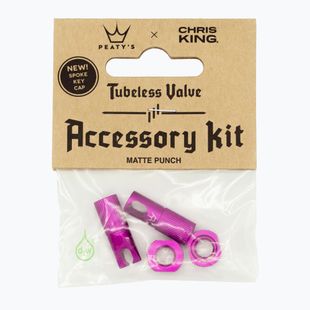 Peaty's X Chris King Mk2 Tubeless Valves Accessory Kit bicycle tyre valve cap pink 83803