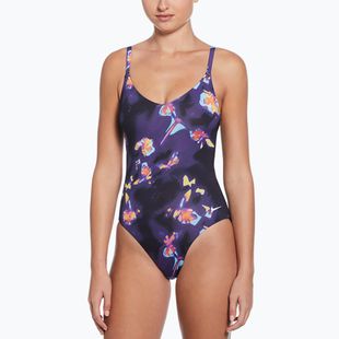 Nike Floral Blur V-Neck women's one-piece swimsuit black