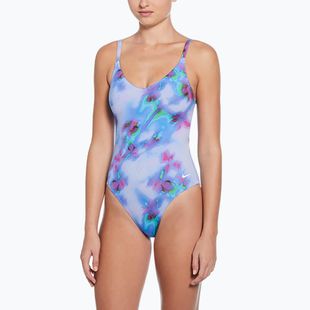 Nike Floral Blur V-Neck women's one-piece swimsuit hydrangeas