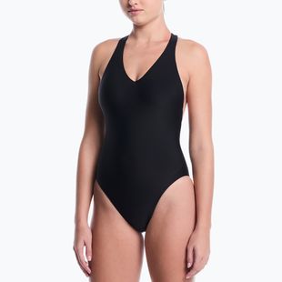 Women's one-piece swimsuit Nike Hydralock Luxe Sail Boat V-Neck black